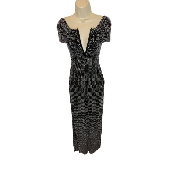 Self Portrait Printed Mesh Rhinestone Midi Dress - Size 0 - Picture 2 of 8